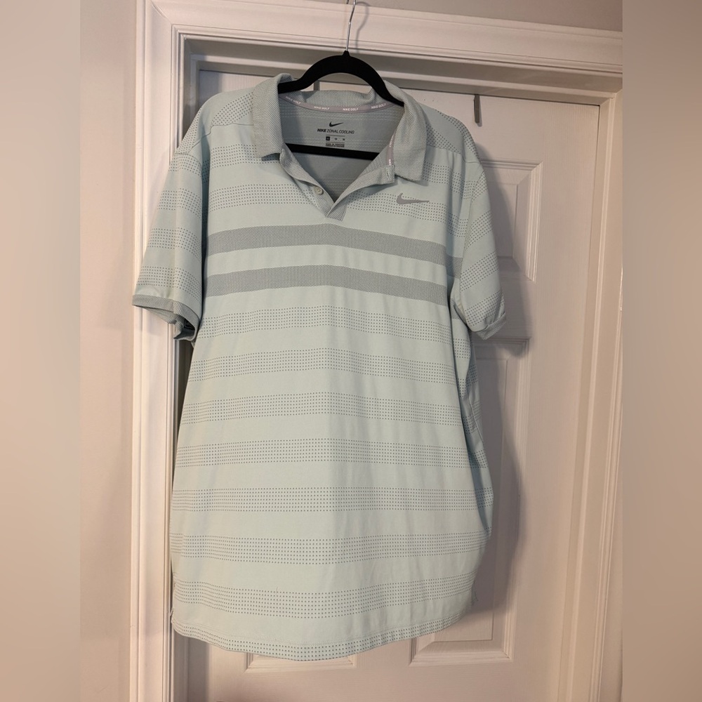Nike Men’s Pale Blue Striped Dri-FIT Polo